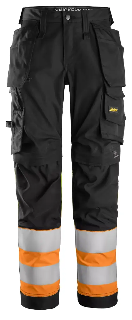 Snickers 6234 -  Pantalon en tissu extensible pour femme avec poches holster haute visibilité-  Classe 1