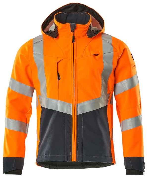 [15502-246-14010-S] Mascot Blackpool - Veste Softshell HV (S, 14010 Orange HV/Navy foncé)