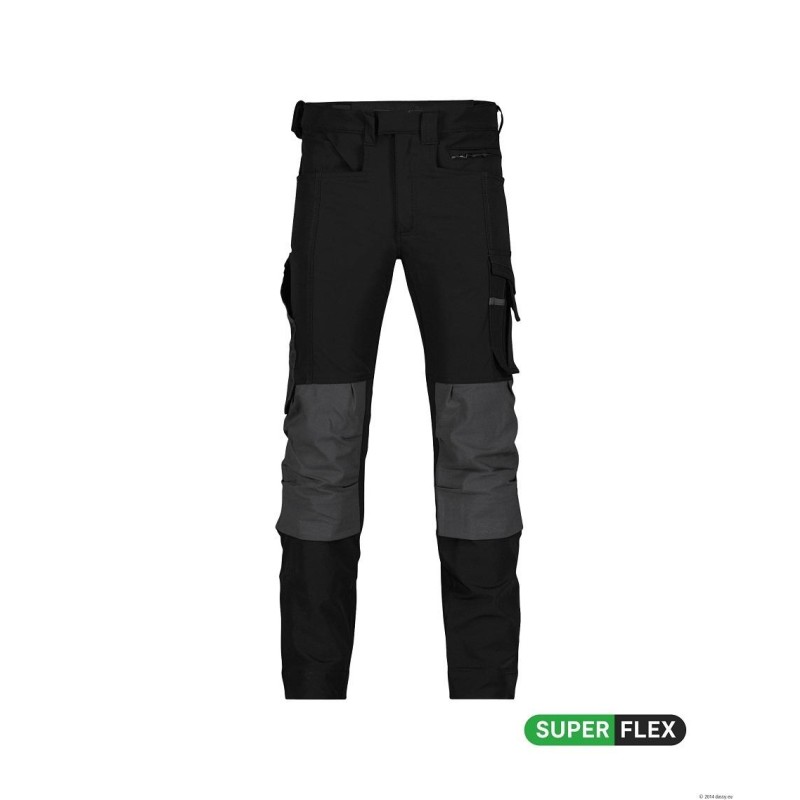 [201038-6744-36] Dassy Impax - Pantalon Stretch poches genoux (36, Standard, 6744 - Noir/ Anthracite)
