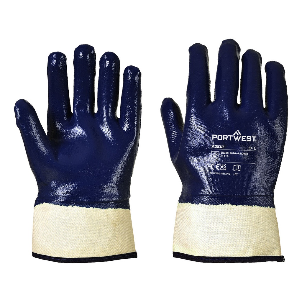[A302] A302- Gant Nitrile tout enduit manchette