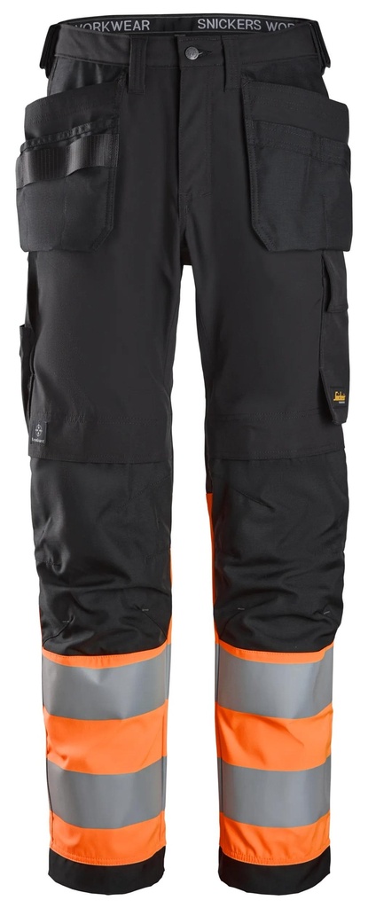 Snickers 6239 – Pantalon haute visibilité poches fourre-tout, Classe 1