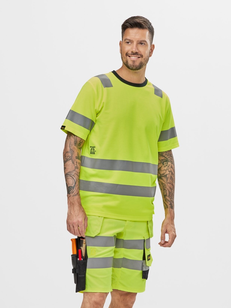 Snickers 6135 – Short en tissu extensible avec poches holster haute visibilité, Classe 1