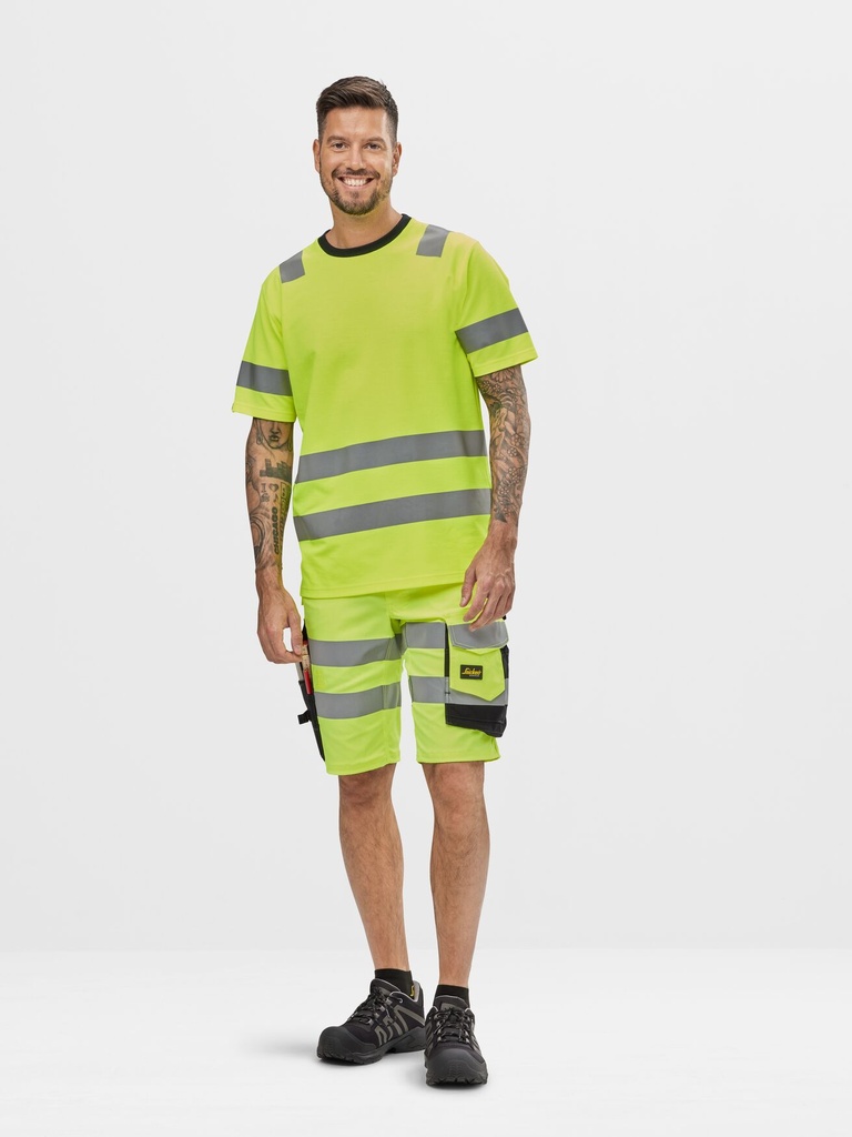 Snickers 6136 – Short en tissu extensible haute visibilité, Classe 1