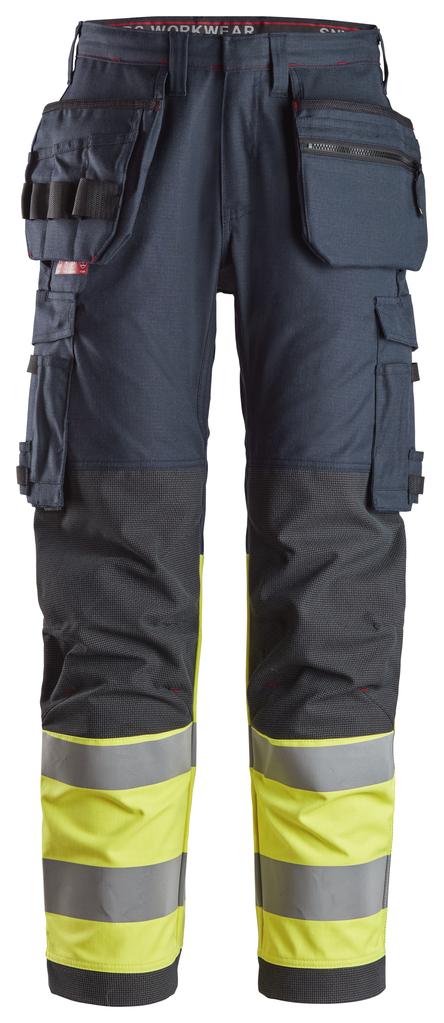 Snickers 6263 – ProtecWork, Pantalon de travail avec poches holster, haute visibilité, Classe 1
