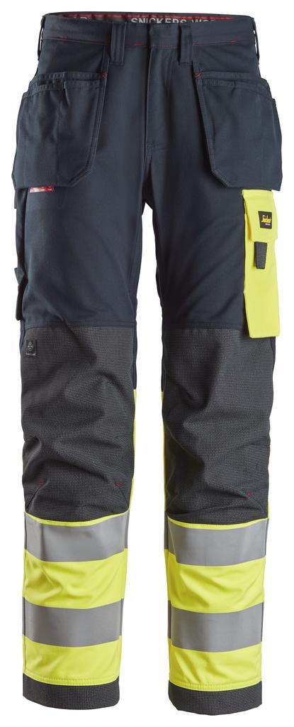 Snickers 6276 – ProtecWork, Pantalon de travail avec poches holster, haute visibilité, Classe 1