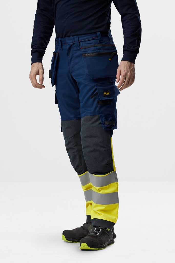 Snickers 6274 – ProtecWork, Pantalon de travail extensible avec poches holster, haute visibilité, Classe 1