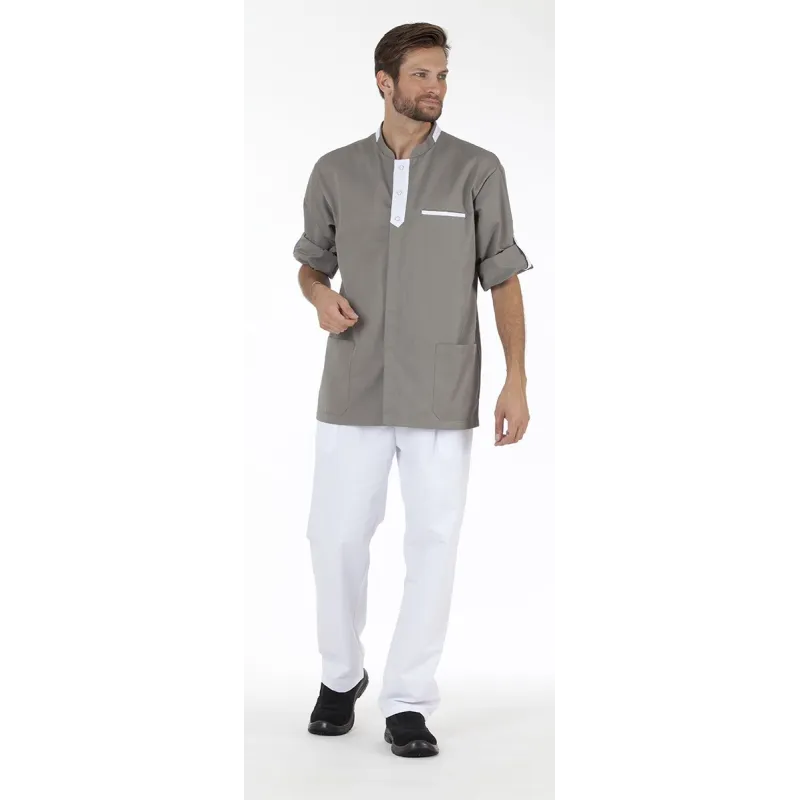 [AlbanMT-Taupe-0] Alban- Tunique homme manches transformables (Taupe, XS)