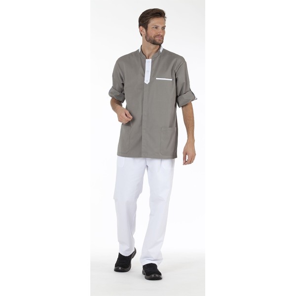 [AlbanMT-Taupe-0] Alban- Tunique homme manches transformables (Taupe, XS)