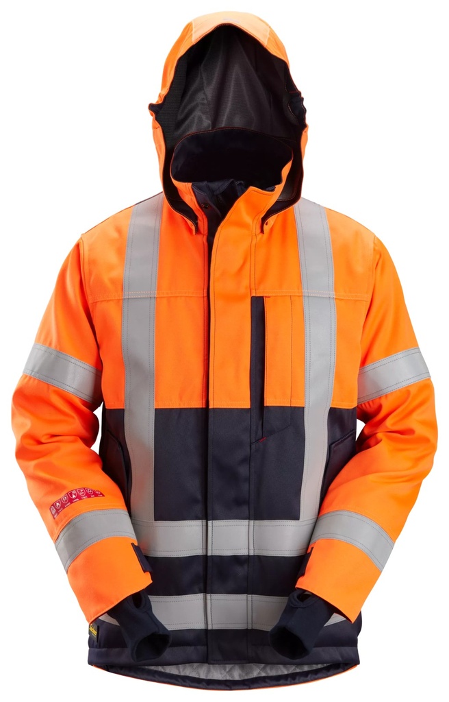 Snickers 1164 – ProtecWork, Veste à capuche isolée, haute visibilité, Classe 3