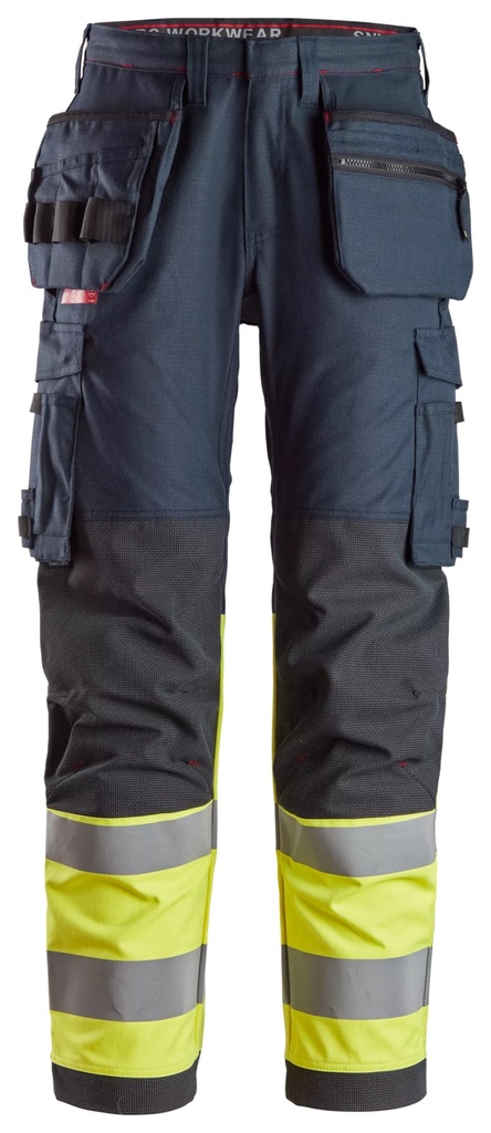 Snickers 6263 – ProtecWork, Pantalon de travail avec poches holster, haute visibilité, Classe 1
