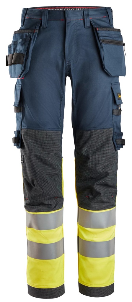 Snickers 6274 – ProtecWork, Pantalon de travail extensible avec poches holster, haute visibilité, Classe 1