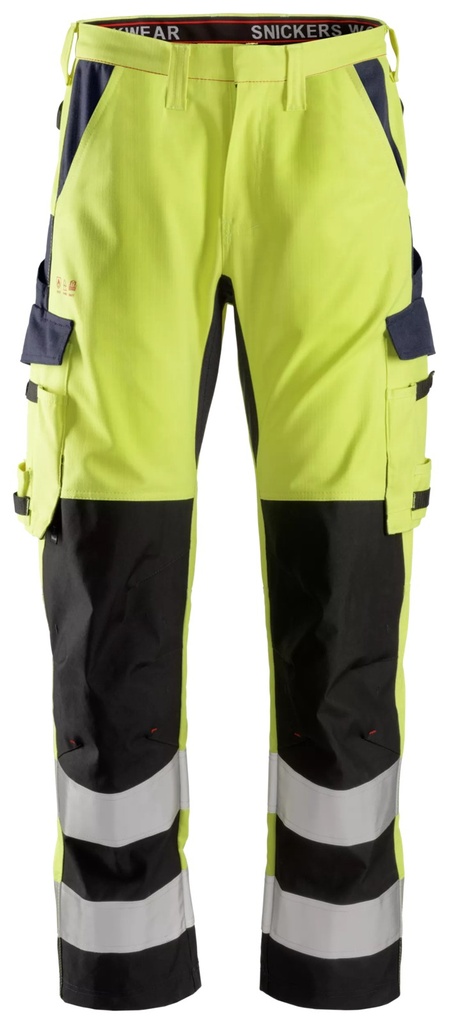 Snickers 6364 – ProtecWork, Pantalon avec renforts sur les tibias, haute visibilité, Classe 2