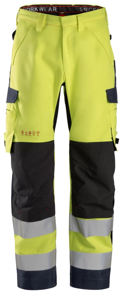 Snickers 6563 – ProtecWork, Pantalon imperméable en Shell, haute visibilité, Classe 2