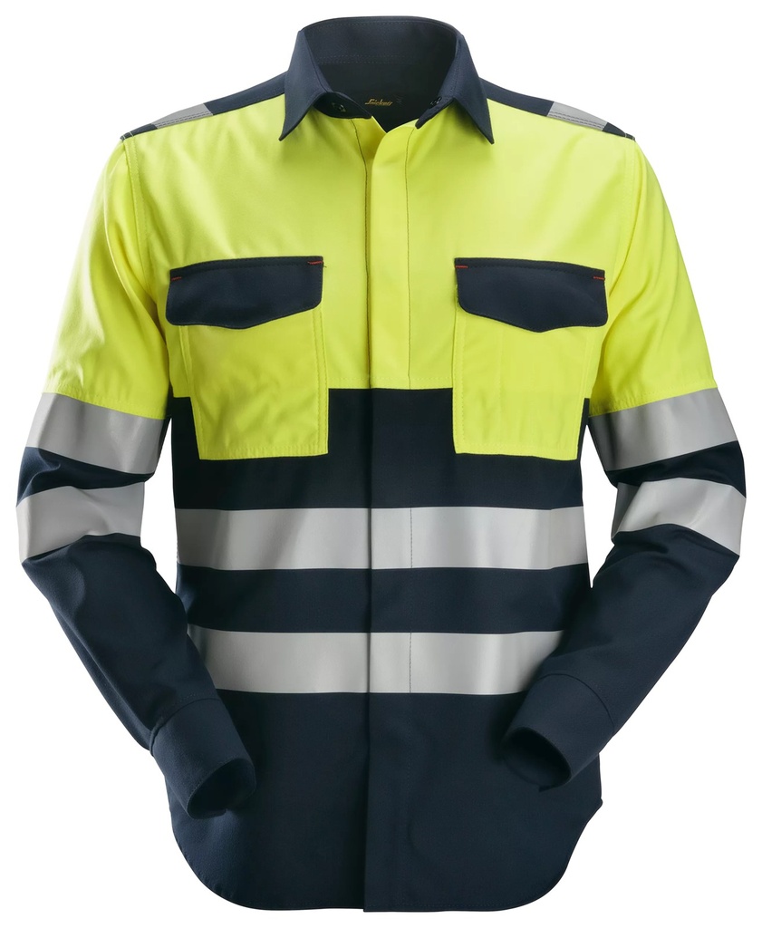 [85609566003] Snickers 8560 – ProtecWork, Chemise de soudeur manches longues haute visibilité, Classe 1 (XS)