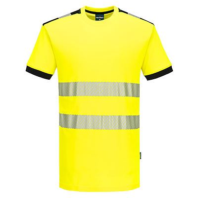 [PW318YBRXS] PW318 - T-Shirt H.V. en coton (XS, Jaune/ Noir)