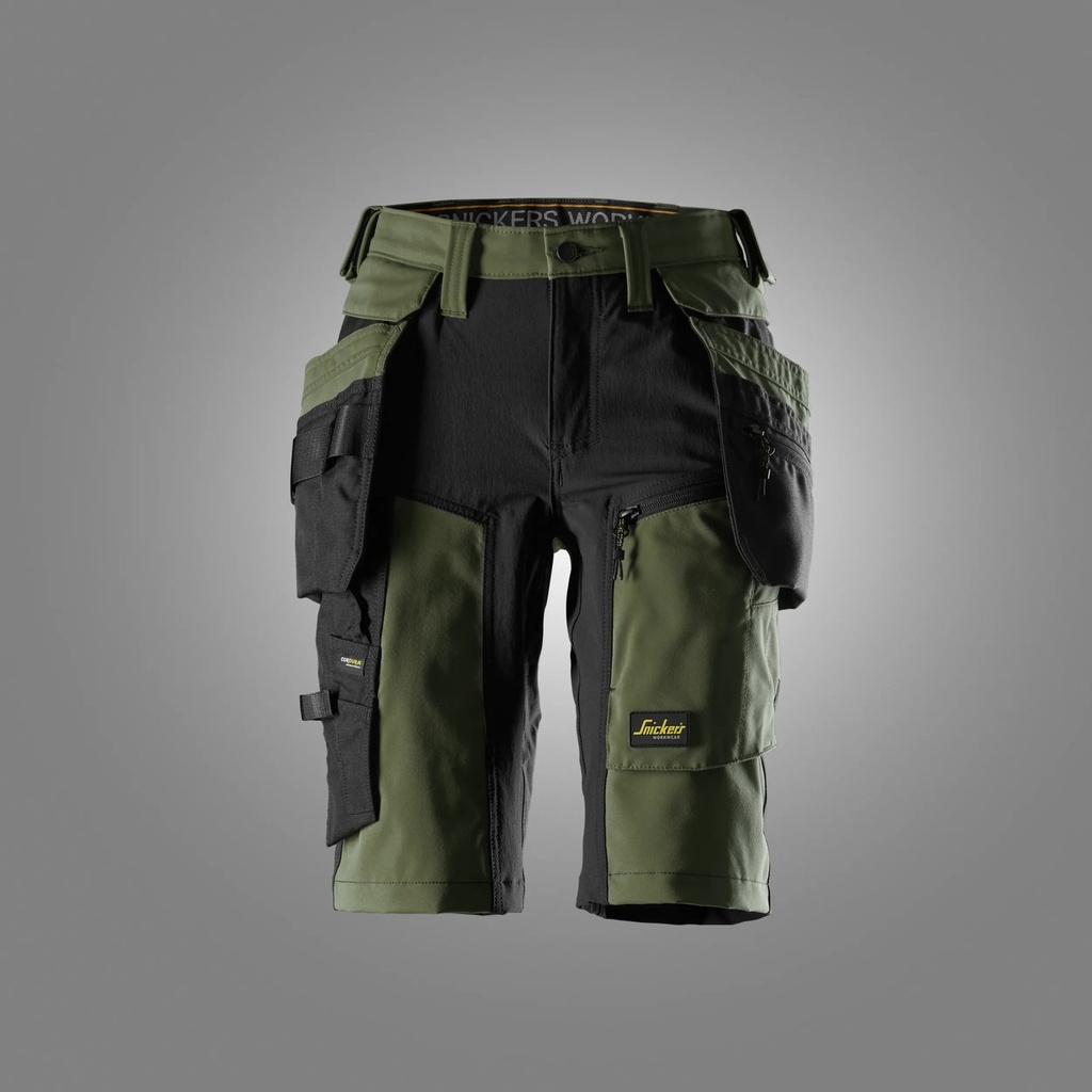Snickers 6117 – AllroundWork, Short pour femme en tissu extensible avec poches holster détachables