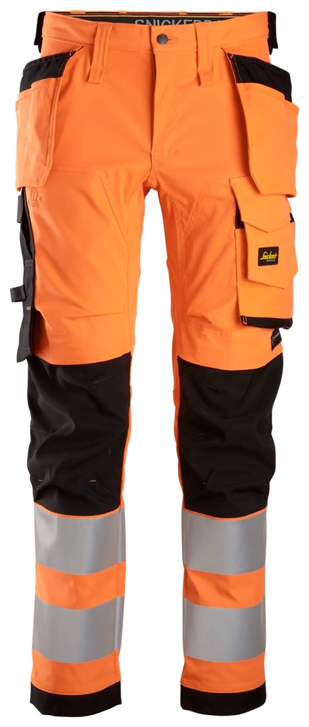 [62435504044] Snickers 6243 – AllroundWork, Pantalon en tissu extensible avec poches holster, haute visibilité, Classe 2 (5504, 44, 44)