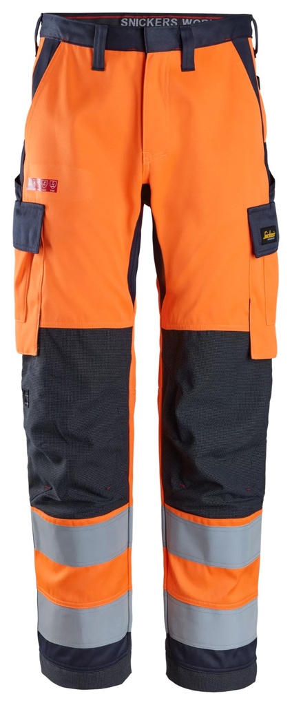 [63665595044] Snickers Workwear 6366 – Pantalon de travail, haute visibilité orange, Classe 2 (44, 44)