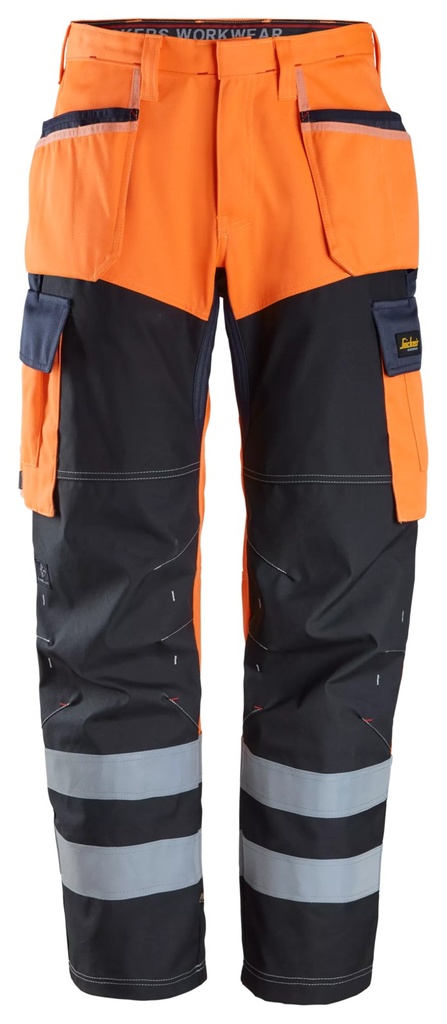 [65625595044] Snickers 6562 – ProtecWork, Pantalon avec avant des jambes renforcé, poches holster, haute visibilité orange, Classe 1 (44, 44)