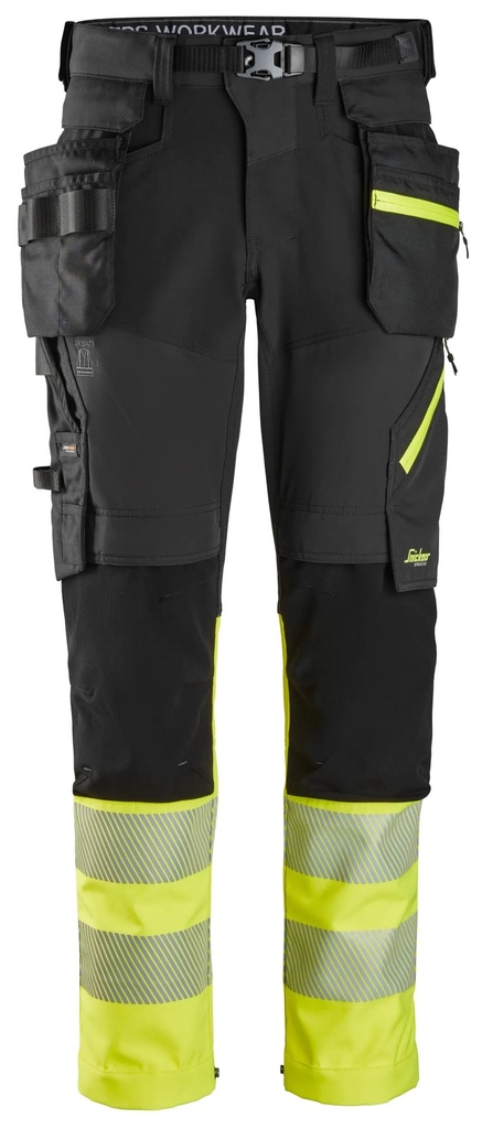 Snickers 6935 – Pantalon haute visibilité poches holster détachables, Classe 1