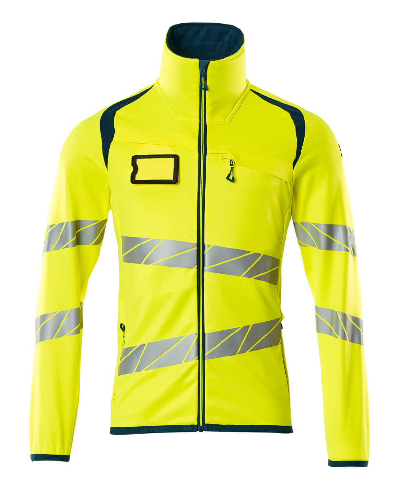 [19103-315-1744-S] Mascot 19103 Polaire zippée haute visibilité (1744- Hi-vis Jaune/Bleu pétrole foncé, S)