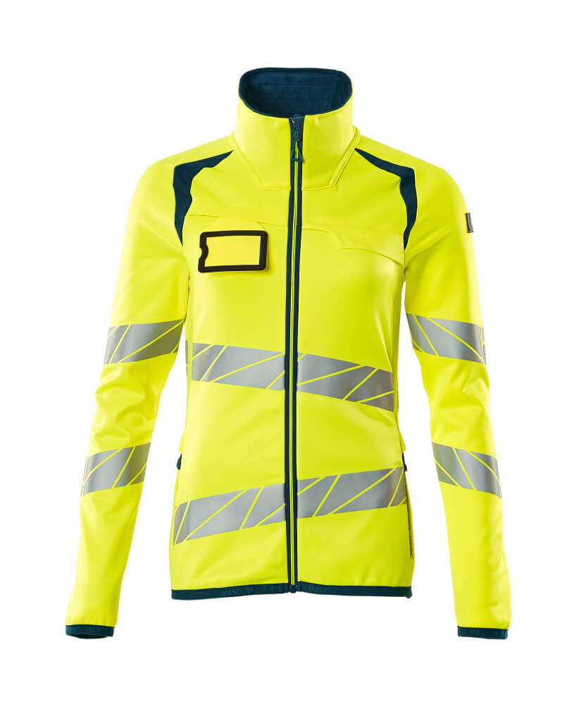 [19153-315-1744-XS] Mascot 19153 Polaire zippée haute visibilité (1744- Hi-vis Jaune/Bleu pétrole foncé, XS)