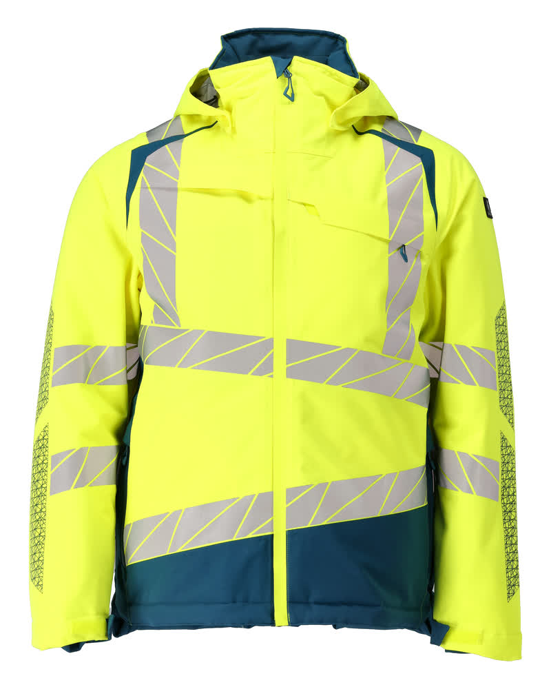 [19335-231-1744-S] Mascot 19335 Veste d'hiver imperméable respirant (1744- Hi-vis Jaune/Bleu pétrole foncé, S)