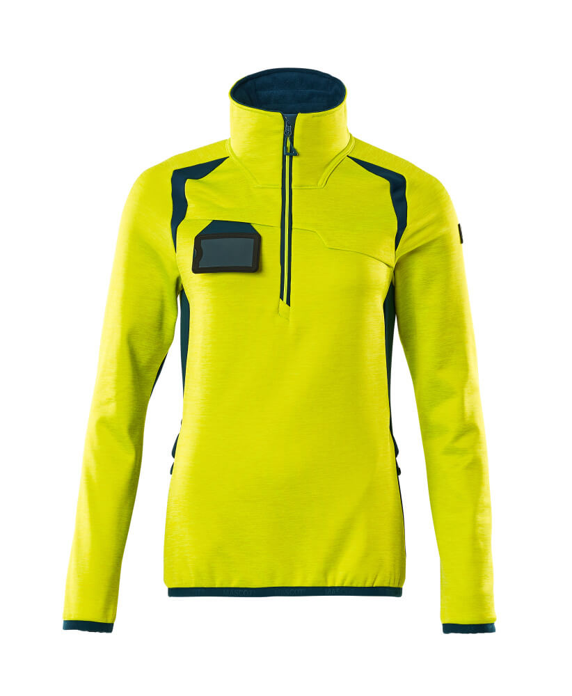 [19353-316-1744-XS] Mascot 19353 Polaire demi-zip (1744- Hi-vis Jaune/Bleu pétrole foncé, XS)