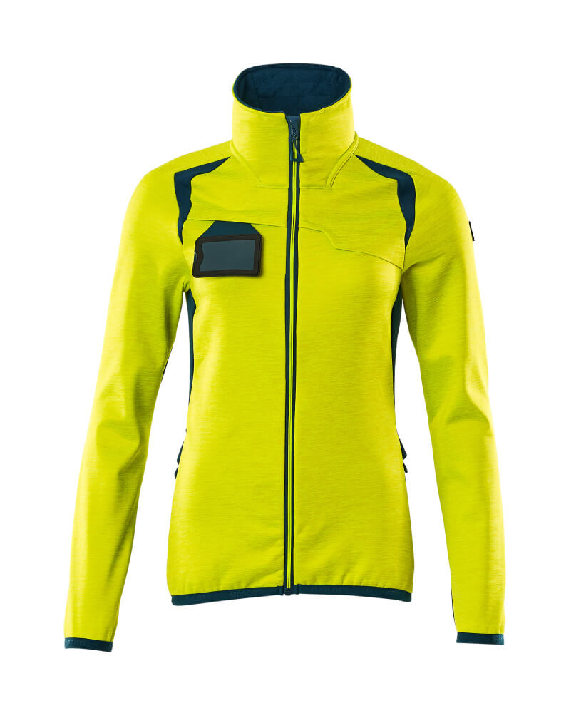 [19453-316-1744-XS] Mascot 19453 Polaire zippée (1744- Hi-vis Jaune/Bleu pétrole foncé, XS)