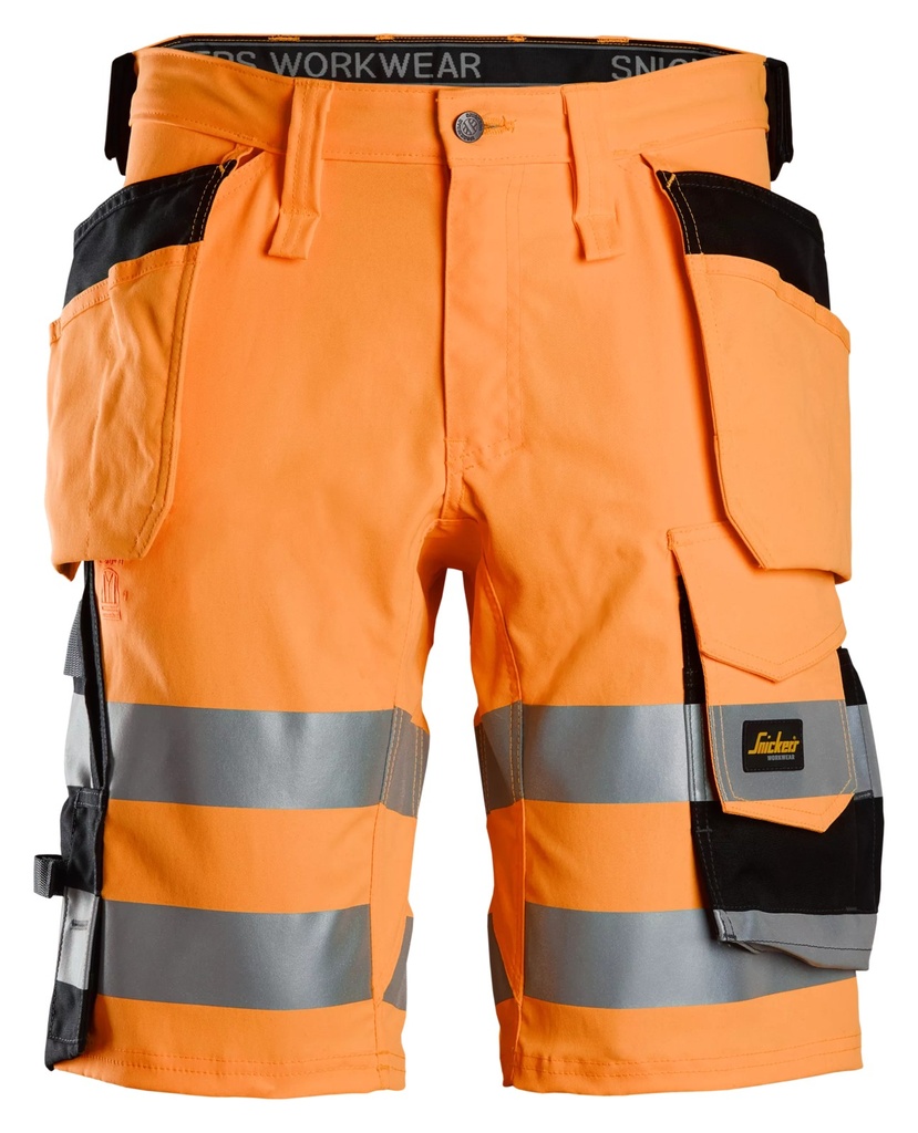 [61355504044] Snickers 6135 – Short en tissu extensible avec poches holster haute visibilité, Classe 1 (5504, 44)