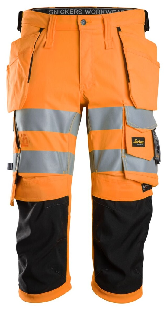 Snickers 6138 – Pantacourt en tissu extensible avec poches holster haute visibilité, Classe 1/2
