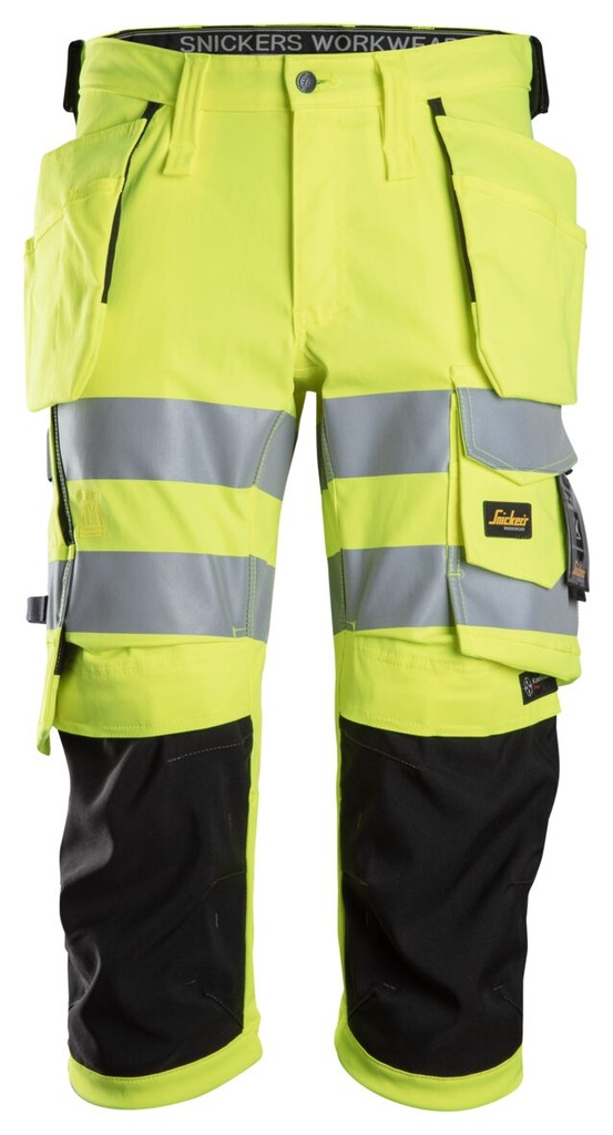 Snickers 6138 – Pantacourt en tissu extensible avec poches holster haute visibilité, Classe 1/2