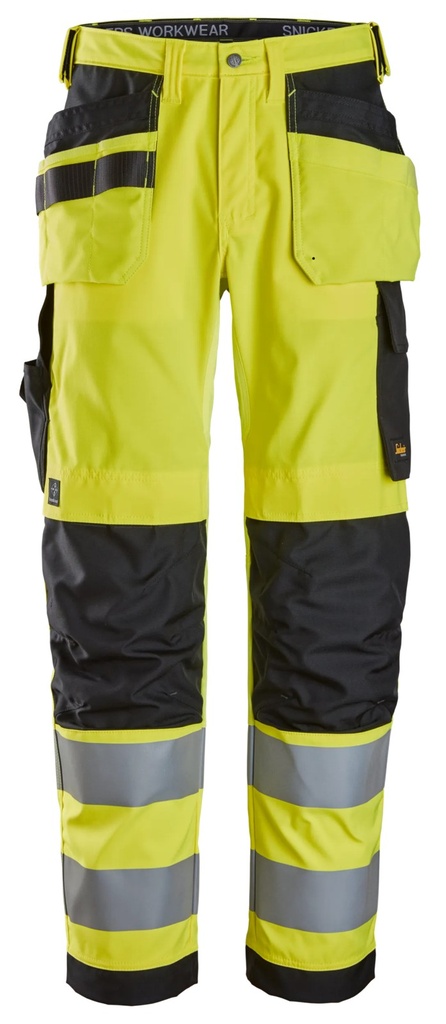 Snickers 6238 – Pantalon haute visibilité poches fourre-tout, Classe 2
