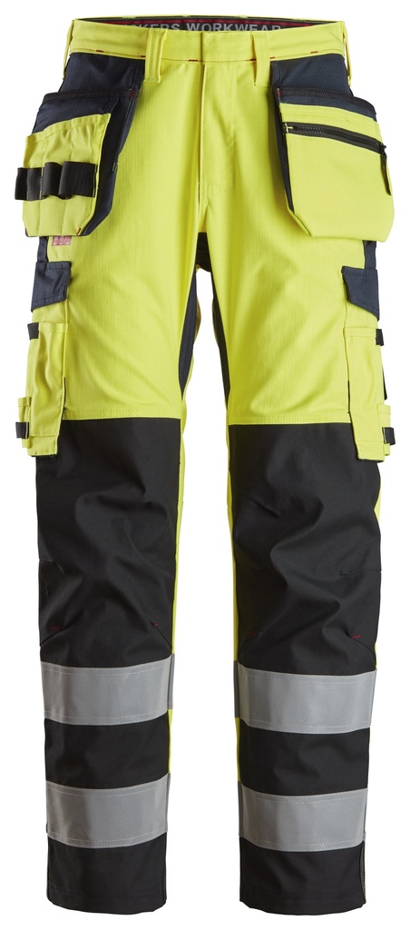 [62646695044] Snickers 6264 – Protec Work, Pantalon de travail renforcé au niveau de tibia avec poches holster haute visibilité, Classe 2 (44)