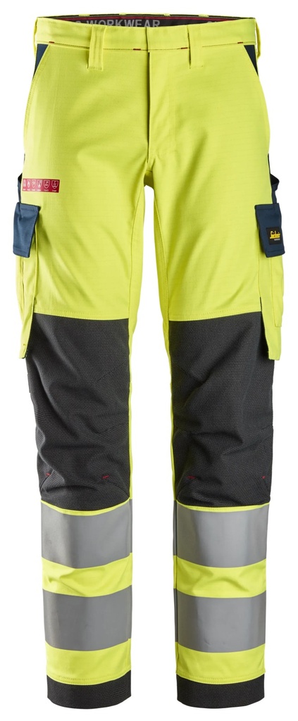 Snickers 6368 – Protecwork, Pantalon de travail extensible, Haute visibilité, Classe 2
