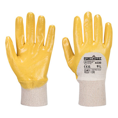 [A330YERS] A330- gants nitrile dos aéré poignet tricot (Jaune, S)