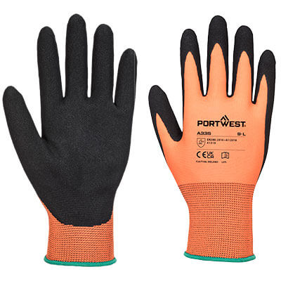 [A335O8RXS] A335- Gant Dermi-Grip NPR15 Nitrile Sablé (Orange/ Noir, XS)