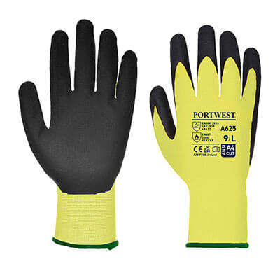 [A625Y8RS] A625- Gant PU Vis-Tex coupure D (Jaune/ Noir, S)