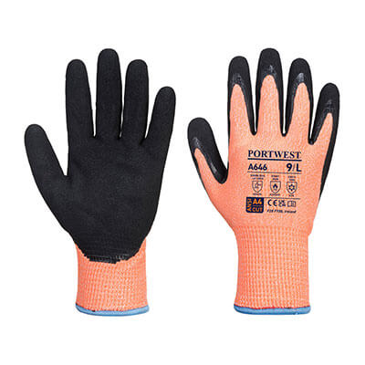 [A646O8RS] A646- Gant nitrile Vis-Tex Winter Cut D13 (Orange/ Noir, S)