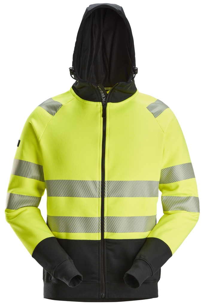 Snickers 2839 – Sweat à capuche haute visibilité avec fermeture à glissière pleine longueur, Classe 2
