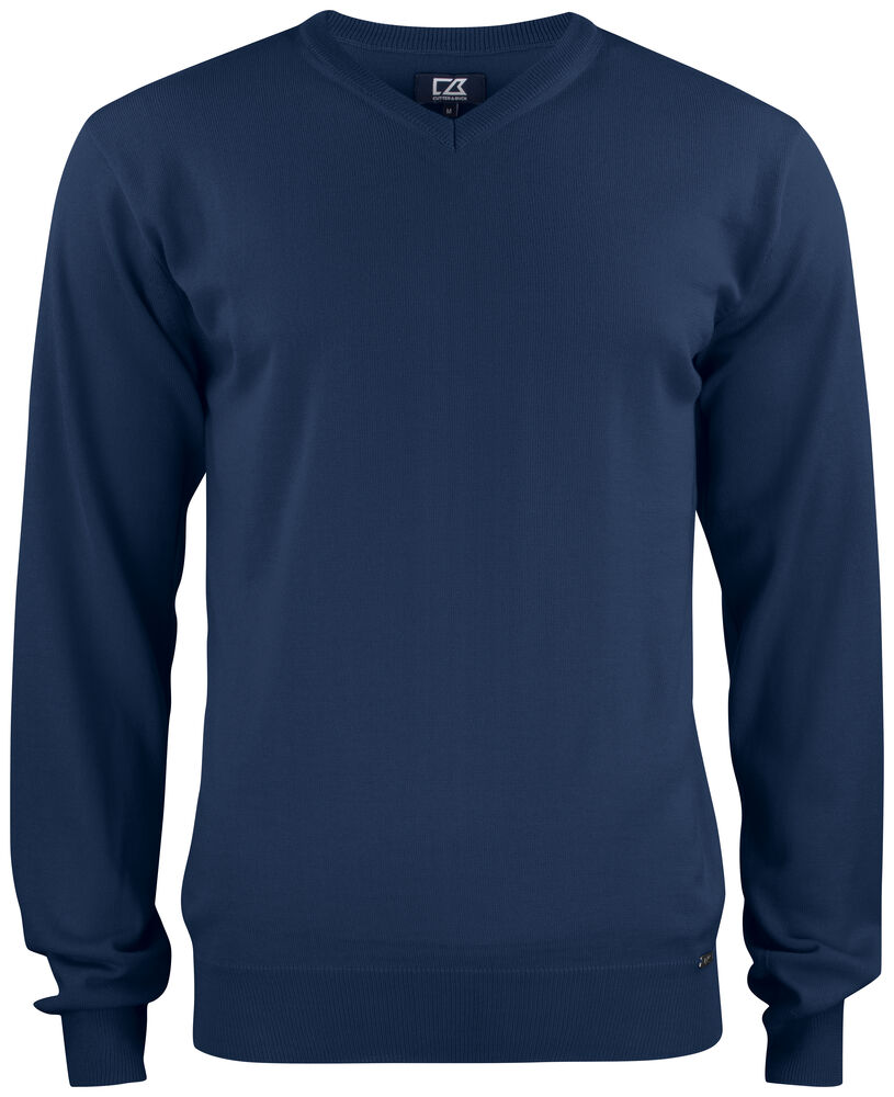[355430-580-4] Cutter & Buck [355430] Pull Everett V-neck homme (580 - Marine foncé, S)