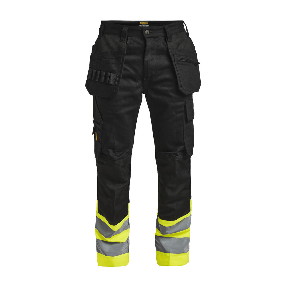 [65227710-9921-C44] Jobman 2277 — Pantalon de travail à poches holster haute visibilité (9921 - Noir/jaune, C44)