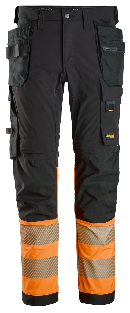 Snickers 6231 – Pantalon haute visibilité extensible 4 directions poches fourre-tout, Classe 1