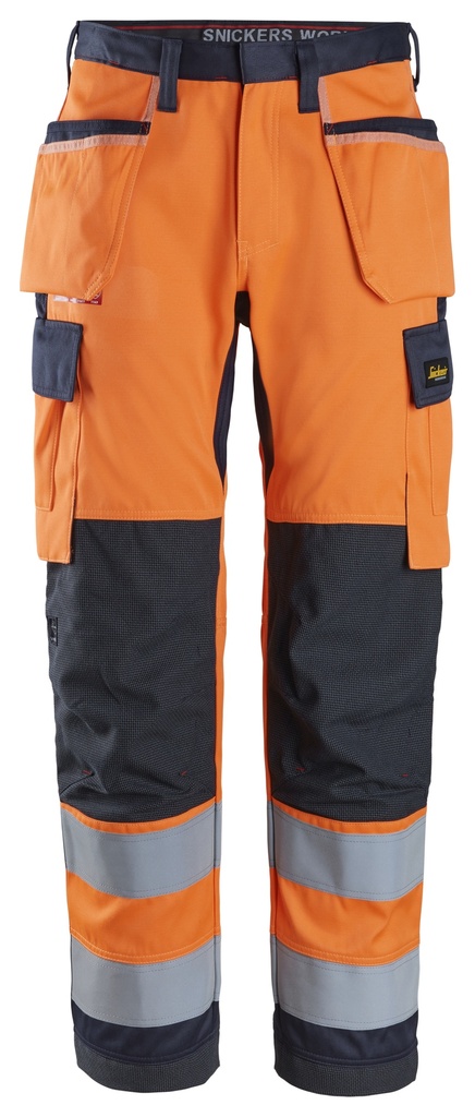 Snickers 6266 – ProtecWork, Pantalon de travail avec poches holster, haute visibilité classe 2