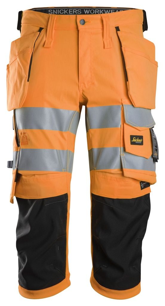 [6138] Snickers 6138 – Pantacourt en tissu extensible avec poches holster haute visibilité, Classe 1/2
