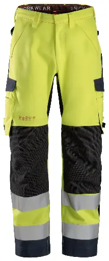 [6563] Snickers 6563 -  ProtecWork-  Pantalon imperméable en Shell-  haute visibilité-  Classe 2